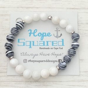 Moonstone and zebra Jasper gemstone bracelet